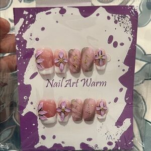 Pink and Purple Floral Nail Art Set Size M